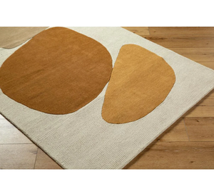 Clevix Hand Tufted New Zealand Wool Area <b>Rug</b> – Premium Ivory Rust & Mustard Handmade Luxury Carpet with Contemporary Geometric - Product Image 1