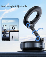 Support de téléphone magnétique pliable à ventouse amélioré 360° °   Support de téléphone magnétique flexible et réglable pour voiture/salle de sport/mur miroir