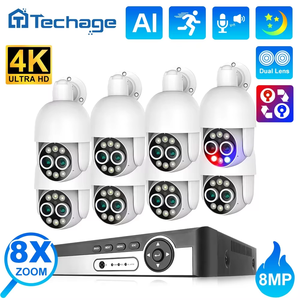 Techage 8CH 8MP 4k PTZ PoE máy ảnh hệ thống an ninh 8X Zoom ống kính kép máy ảnh hai chiều âm thanh <span class=keywords><strong>CCTV</strong></span> giám sát <span class=keywords><strong>Kit</strong></span> bảo vệ - Product Image 2