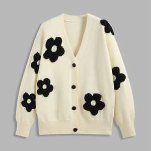 Suéter de Mujer con Logotipo Personalizado OEM y ODM, Patrón Bordado, Prenda de Punto, Suéter de Invierno, Cárdigan de Punto para Mujer - Product Image 1