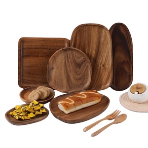 Personalizzato creativo nordamericano nero <span class=keywords><strong>noce</strong></span> vassoio in legno solido ristorante Hotel frutta vassoio Pizza tecnica legno parte parte CNC parte - Product Image 2