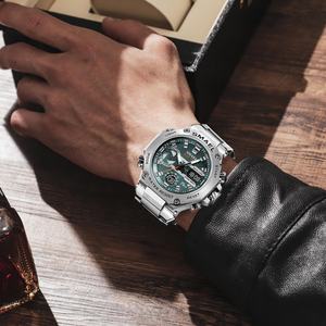 SMAEL 8097 Nuevo Reloj Cronógrafo Analógico-Digital de Lujo, Resistente al Agua, con Esfera y Caja Luminosas de Aleación, Correa de Acero Inoxidable, Alarma de Buceo - Product Image 5