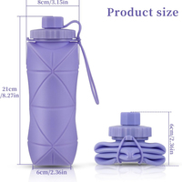 600ml course randonnée Camping Sport pliable flacon souple Silicone pliant bouteille d'eau gobelet