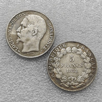 Pièces de monnaie commémoratives de style antique de 5 francs de France 1852-BB, cadeaux, décoration de la maison