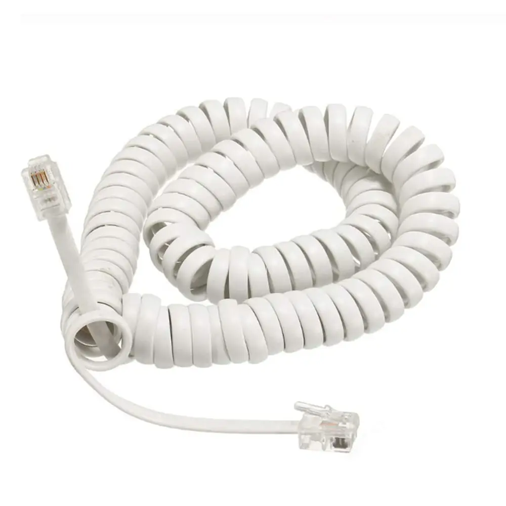 Телефонный провод, RJ9 папа-RJ9 папа 4P4C удлинитель, спиральный кабель, телефонный кабель (белый)