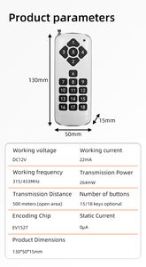 Konst nhà thông minh 18-key không dây điều khiển từ xa cho đèn <span class=keywords><strong>LED</strong></span> & báo động an ninh 433Mhz 1000m phạm vi điều khiển từ xa - Product Image 6