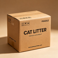 Boîte d'emballage pour litière pour chat imprimée sur mesure, boîte en carton ondulé kraft robuste de 5 kg pour les fournitures pour animaux de compagnie