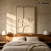 Sculpture murale géométrique 3D minimaliste OEM, art abstrait en relief encadré, FSC BSCI, pour les designers d'intérieur, l'hôtellerie, les hôtels, la vente au détail