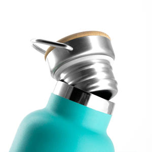 库存热销新款新颖定制品牌标志运动饮料双壁不锈钢水瓶带竹盖 - Product Image 4