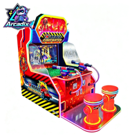 Arcadix Machine de jeu d'arcade de tir à l'eau à monnayeur, 2 à 4 joueurs, Thème Pompier courageux, pour aire de jeux intérieure pour enfants