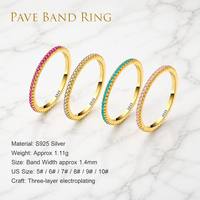 Élégante Bague Éternité en Argent Sterling S925 avec Pavé de Zircons Cubiques, Bande Simple Empilable, Style Coréen pour Femme, Vente en Gros Bijoux Anillos