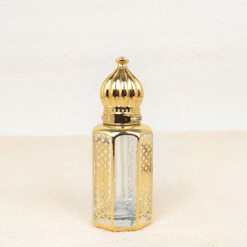 3ml 6ml 12ml Octagon Electroplating Gold Logo New Design Perfume Oil Roll On Bottle For Cosmetic Packaging