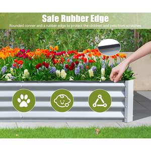 Jardinière surélevée en métal galvanisé DB 8x4x1 pieds pour la culture de légumes et de fruits en extérieur, bac à plantes ondulé durable résistant à la rouille - Product Image 3
