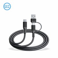 Kabel 4-in-1 Tipe-C Tipe-C Berbahan Nilon Kepang dan Paduan Aluminium 5A Pengisian Cepat Transfer Data untuk Ponsel IOS/Android dan Drive Eksternal