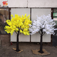 Arbre de cerisier artificiel de couleur jaune lisse, arbre de cerisier en fleurs pour la décoration de mariage, d'événements et de fêtes