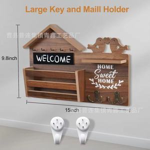 Wooden <b>Wall</b> <b>Mounted</b> Mail And Key Organizer With Storage <b>Shelf</b> For Entryway Home Decor - Product Image 5