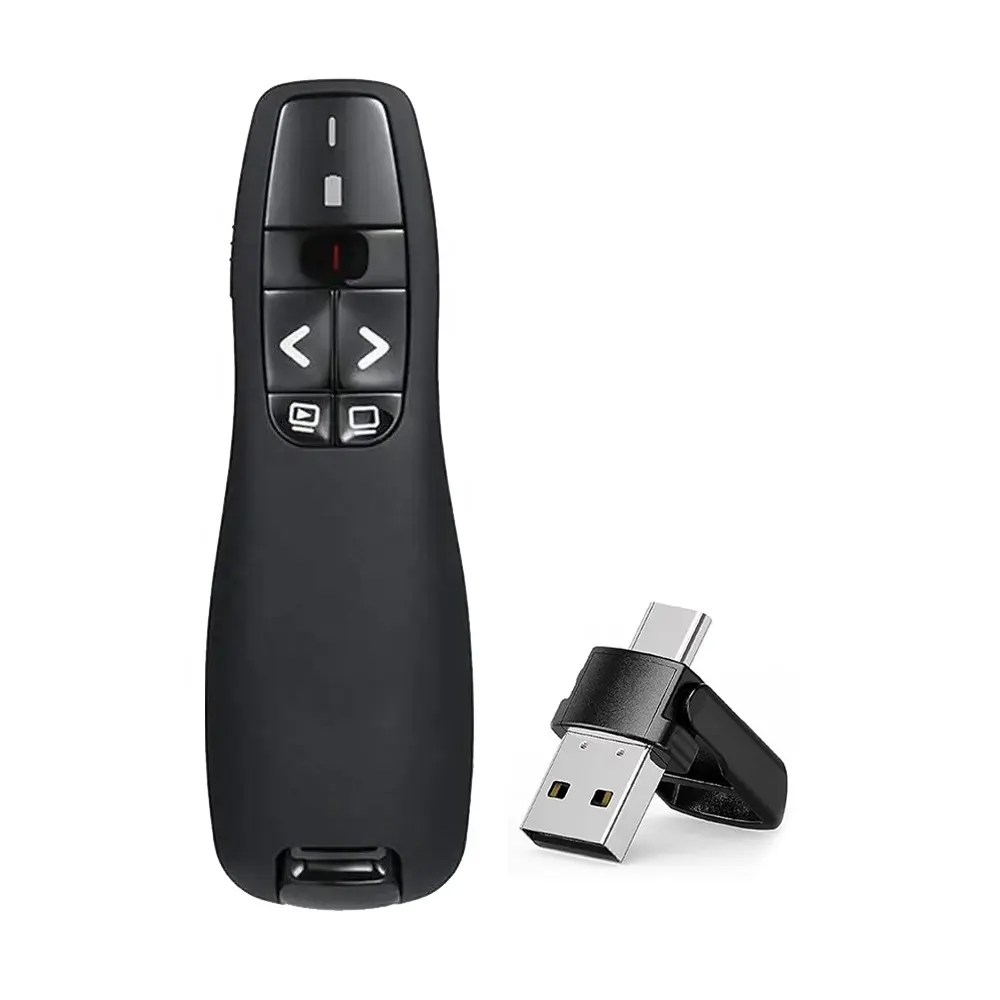 Présentateur sans fil 2.4G R400 Type de batterie AAA stylo pointeur Laser rouge récepteur USB et USB C pour Powerpoint PPT