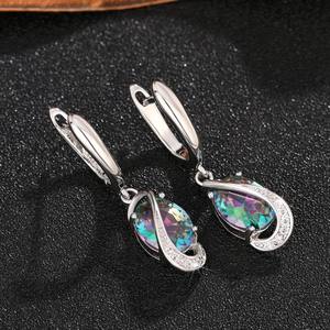 Boucles d'oreilles de luxe en argent 925 avec quartz arc-en-ciel et sertissage à griffes en cristal naturel pour femmes, bijoux de fête - Product Image 5