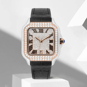 Reloj de hombre personalizado de alta calidad con cristal de hielo VVS y zafiro, caja cuadrada mecánica y diseño de superficie semi-ice de lujo. - Product Image 5