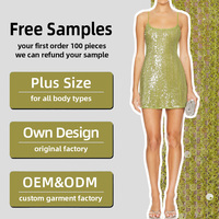 Robe mini trapèze moulante à épaules dénudées pour femme, vert lime, brodée de paillettes, scintillante, sexy, respirante, pour club, soirée, cocktail, faible MOQ