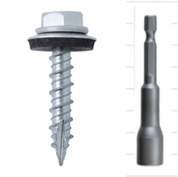 Vis de toiture métriques LeGood en acier au carbone zingué, vis à bois à tête hexagonale avec rondelle en caoutchouc EPDM, filetage standard