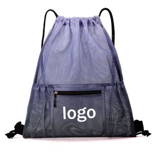 <b>Waterproof</b> Gym <b>Bag</b> Promotion Portable <b>Drawstring</b> Pocket Backpack for Men Women Breathable Polyester Beach Sport - Product Image 1