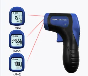 ProfessionlTachometer LCD Numérique Tachymètre Laser Sans Contact Tachymètre Gamme 2.5-99999 TR/MIN Moteur Compteur de Vitesse avec Bande Réfléchissante