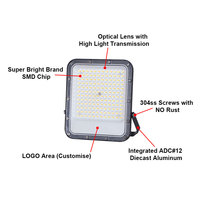 KCD Projecteur IP65 étanche pour paysage Qualité mince 10w 20w 30w 50w 100w 150w 200w 300w Projecteurs LED électriques pour l'extérieur