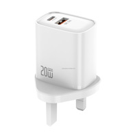 Cargador PD20W con Doble Puerto A+C, Carga Rápida, Enchufe EU, US, UK, Compatible con Teléfonos Apple y Samsung, Cargador Estándar