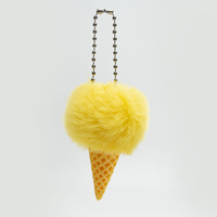 Porte-clés mignon en fausse fourrure pompon crème glacée, pendentif boule de fourrure Kawaii pour sac à dos, sac à main, clé, cadeau, décoration de fête