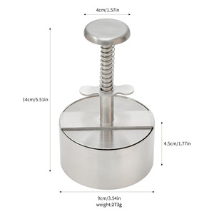 Presse à hamburgers antiadhésive en acier inoxydable 304 avec bouton à ressort pour la cuisine domestique – Outil de cuisson facile à démouler - Product Image 2