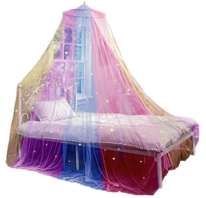 Auvent de lit princesse <span class=keywords><strong>arc</strong></span>-<span class=keywords><strong>en</strong></span>-<span class=keywords><strong>ciel</strong></span> avec étoiles brillent dans le noir auvent de lit pour chambre de filles fête à thème <span class=keywords><strong>licorne</strong></span> - Product Image 1