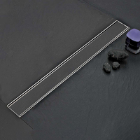Drain de sol long en acier inoxydable, dissimulé, linéaire, moderne, carré, pour salle de bain et balcon, avec insert pour carrelage et couvercles de douche en acier inoxydable