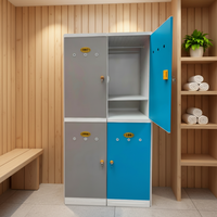 Armoire de rangement étanche et résistante à l'humidité à 2 compartiments, casier en plastique ABS avec serrure à clé pour centre de remise en forme, salle de sport, vestiaire
