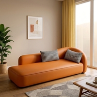 Canapé Longsen en similicuir style nordique, avec dossier incurvé en éponge, canapé-lit tendance pour chambre et gîte