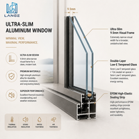 Ventana Abatible de Aluminio con Marco Delgado Moderno LANGE, Ventana de Doble Acristalamiento Insonorizada con Apertura hacia Afuera para Oficina