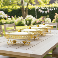 ORIX Eleganter Goldener Edelstahl 201 3L Chafing Dish für Hochzeiten, Stilvoller Speisenwärmer mit Deckel für Catering und Restaurantnutzung