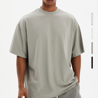 T-shirt surdimensionné en coton 100% noir, 280 g/m², tricoté, haute qualité, design OEM, épaules tombantes, vente en gros pour hommes