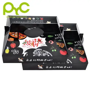 Caja de cartón personalizada para Pizza, embalaje de comida con mango, directa de fábrica