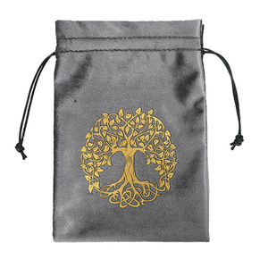 Sac tube gris recyclable avec cordon de serrage, nouveau sac cadeau en flanelle pour rangement mensuel de bijoux, idéal pour petits objets - Product Image 6
