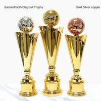 Trofeo de Fútbol de Metal Galvanizado Personalizado, Premio Deportivo Conmemorativo de Alta Gama de China para Campeones de Baloncesto y Voleibol