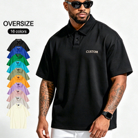 Kaos Polo Pria HIC 190sm 100% Katun Polos Lengan Pendek Model Drop Shoulder Oversize untuk Bordir Logo Kustom