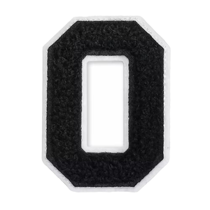 Parche bordado termoadhesivo de letra O negra número 0 estilo universitario, aplique de alfabeto, insignia Letterman, accesorios de ropa al por mayor - Product Image 1