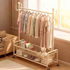 Porte-vêtements en métal doré <span class=keywords><strong>sur</strong></span> roulettes avec étagère pour enfants - Product Image 2