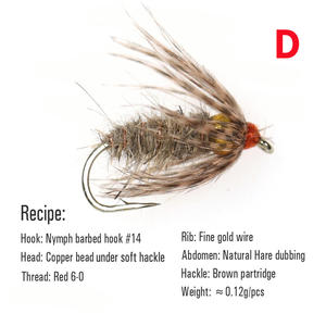 Kit de 24 pièces/boîte, tête de perle en tungstène/tête de perle en laiton/hameçon <span class=keywords><strong>jig</strong></span>, mouche à oreilles de lièvre souple pour la pêche à la truite, au bar, à la perche, leurres de pêche 14 # - Product Image 5