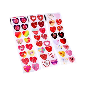 Valentine Day Heart Sticker Rolls Love Decorative Sticker for Kids Envelopes gift Cards Craft Scrap booking Bags Envelope Seal