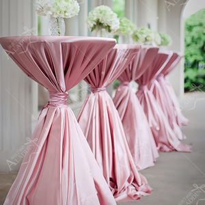 Mantel de Satén de Lujo para Mesa de Cóctel Redonda, Ajustable, para Mesa Alta de Bar, Mantel Dorado para Bodas, Banquetes y Eventos - Product Image 2