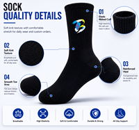 Chaussettes en coton pour hommes avec logo brodé personnalisé pour vêtements de sport et marque privée