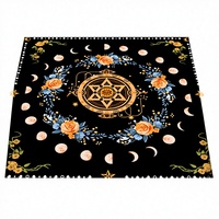 Tapis de Tarot et Nappe à Motif Floral, Forme Carrée, Polyester et Boue de Diatomée, Antidérapant, Protection de Sol, Décoration de Chambre