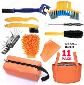 Chuyên Nghiệp 11 Gói Xe Đạp Chuỗi Cleaner Đi Xe Đạp Bàn Chải Công Cụ Gấp Xô Có Thể Tùy Chỉnh Kit Xe Đạp Làm Sạch Công Cụ Bộ Dụng Cụ